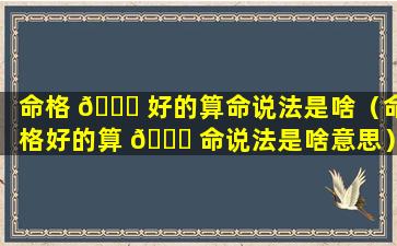 命格 🐎 好的算命说法是啥（命格好的算 💐 命说法是啥意思）